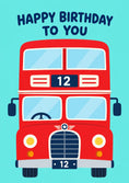 Load image into Gallery viewer, Red Double Decker Bus 12th Birthday Card
