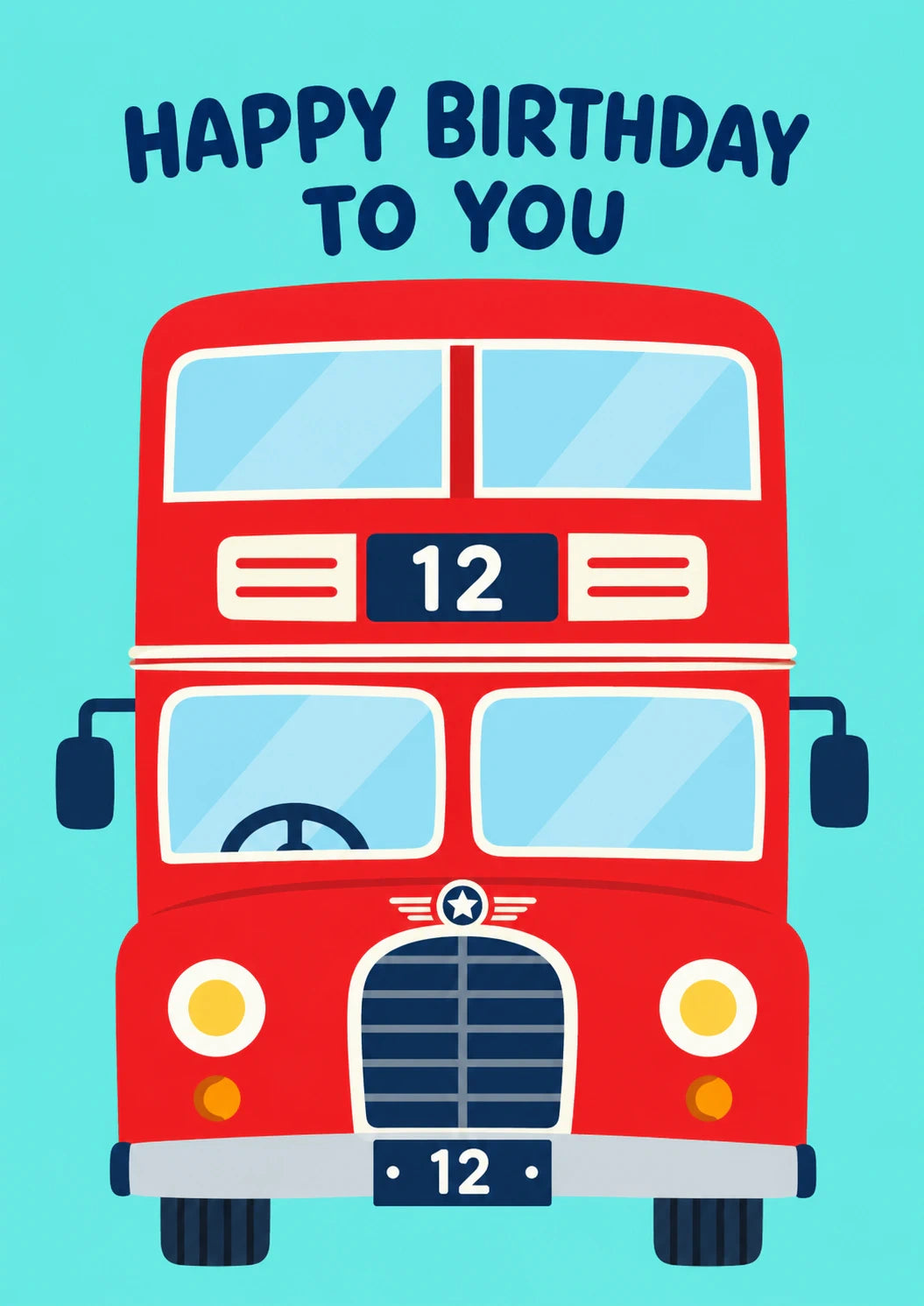 Red Double Decker Bus 12th Birthday Card