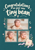 Load image into Gallery viewer, Funny Tiny Bean Multiple Photo Upload New Baby Card for Her
