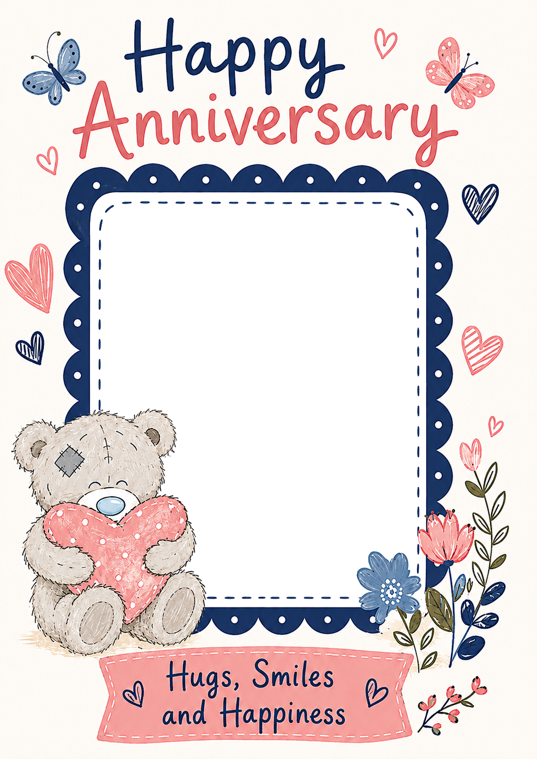 Tatty Teddy Hugs and Smiles Photo Upload Anniversary Card