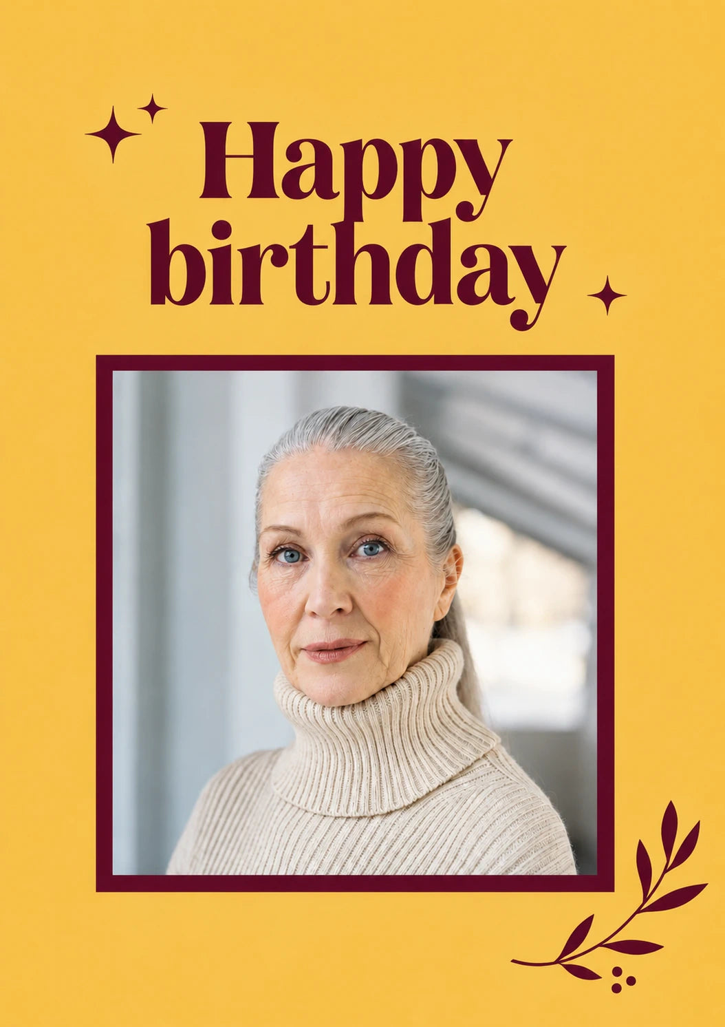 Gold Star Happy Birthday Photo Upload Birthday Card for Her