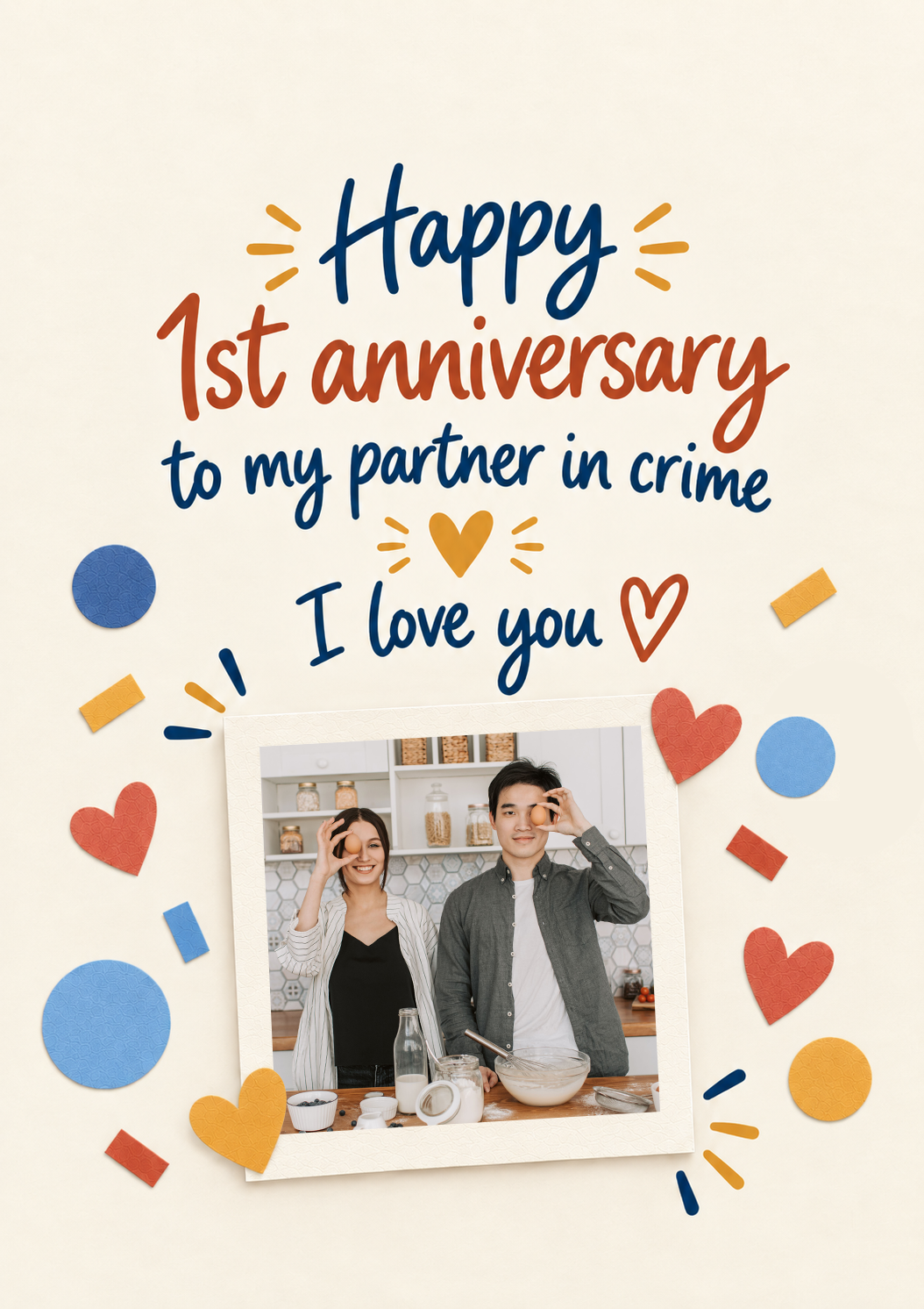 Partner in Crime Photo Upload 1st Anniversary Card