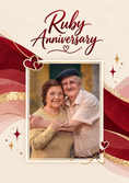 Load image into Gallery viewer, Ruby Red Hearts Photo Upload 40th Anniversary Card for Parents
