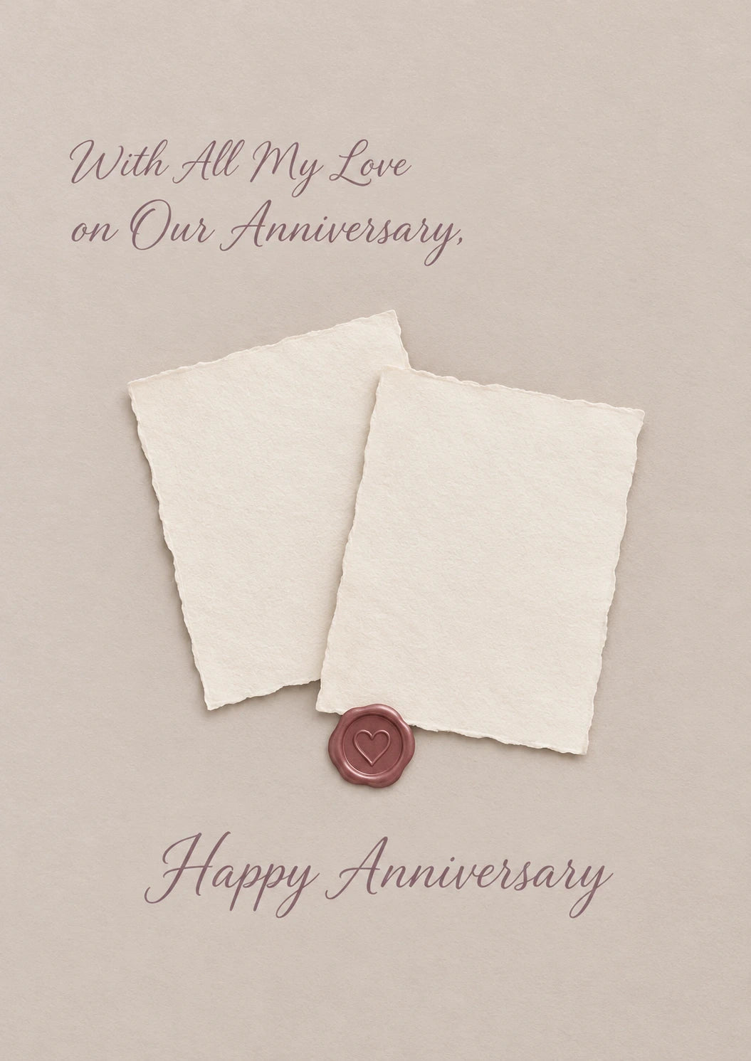 Heartfelt Wax Seal Script Anniversary Card for Son and Partner