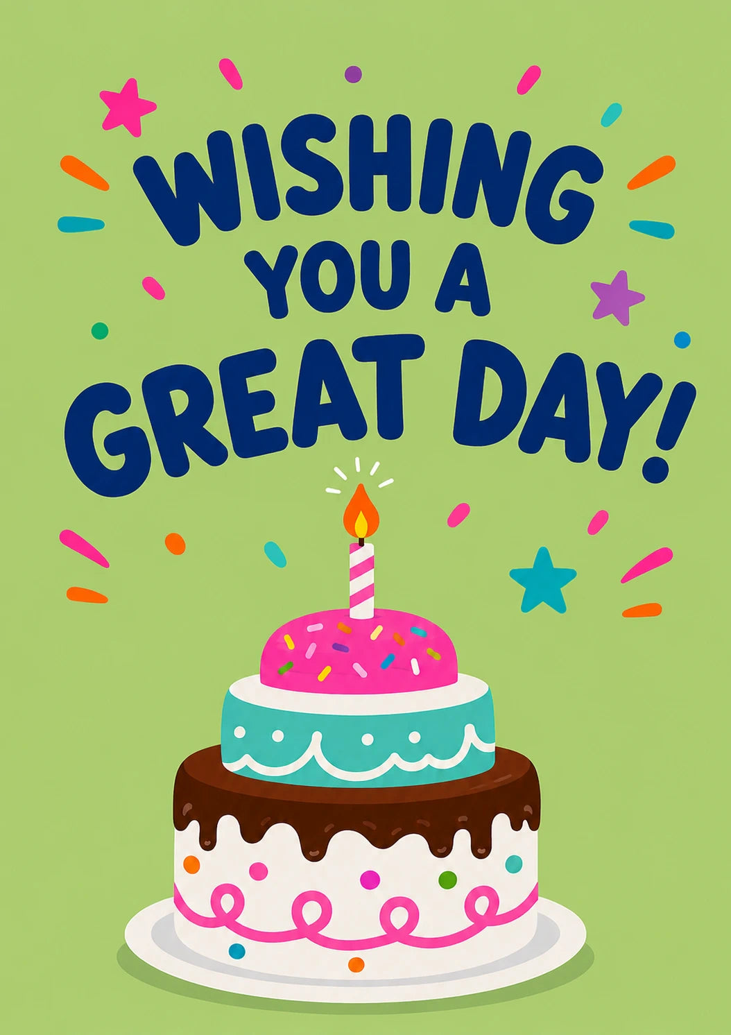 Wishing You a Great Day Cake Birthday Card