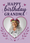 Load image into Gallery viewer, Happy Birthday Grandma Floral Heart Photo Upload Birthday Card for Her
