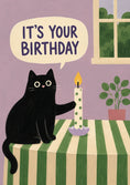 Load image into Gallery viewer, Funny Black Cat with Candle 13th Birthday Card
