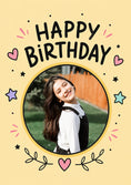 Load image into Gallery viewer, Happy Birthday Doodle Stars Photo Upload Birthday Card for Her
