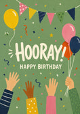 Load image into Gallery viewer, Hooray Confetti Balloons and Hands 13th Birthday Card
