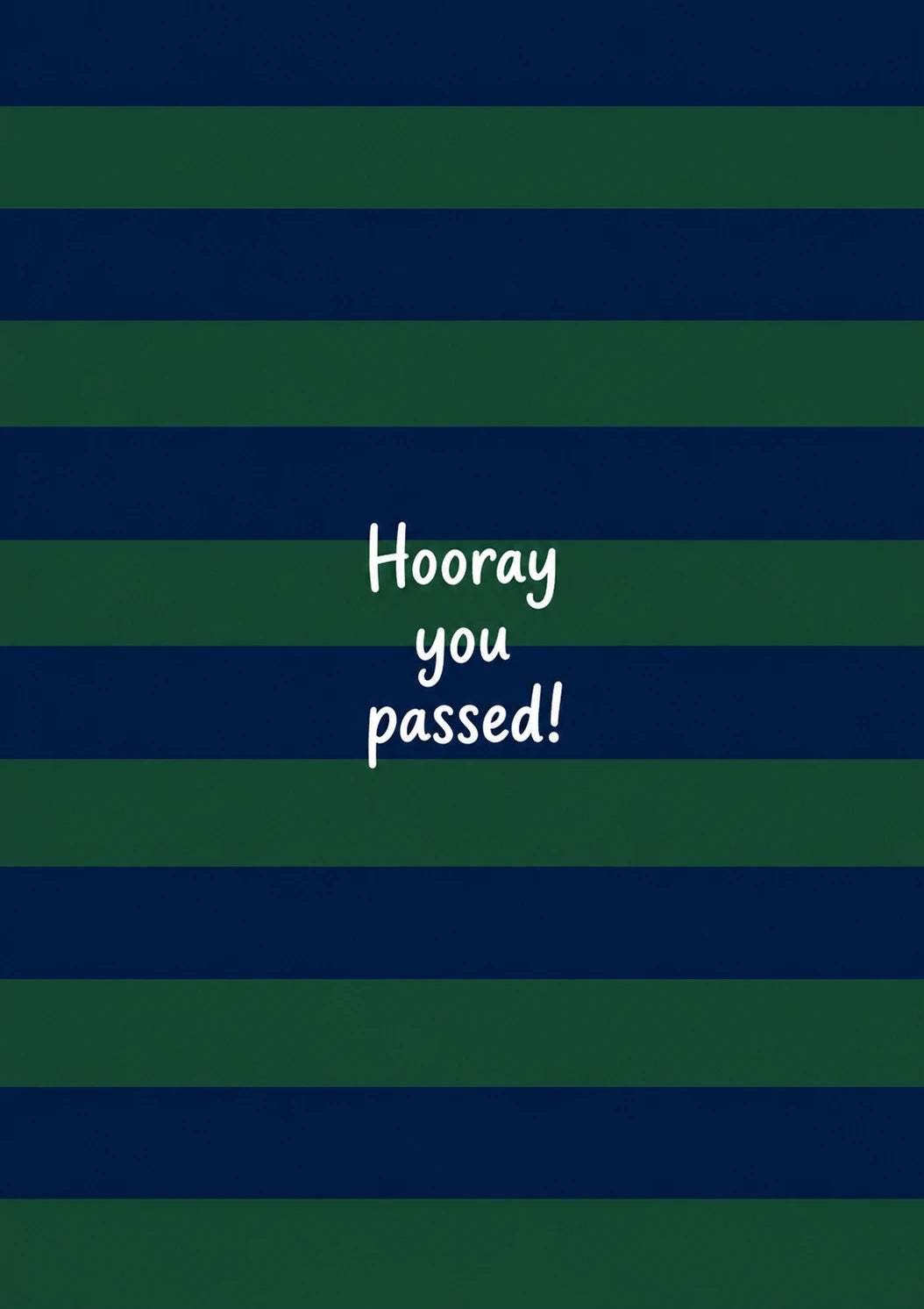 Navy and Green Stripe Hooray You Passed Congratulations Card