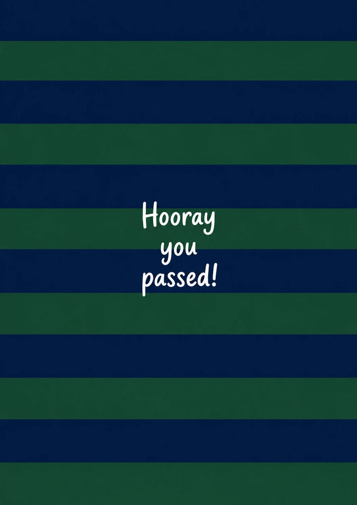 Navy and Green Stripe Hooray You Passed Congratulations Card