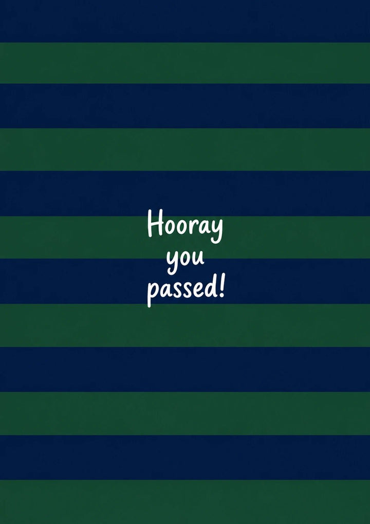 Hooray You Passed Navy Green Stripe Exams Card