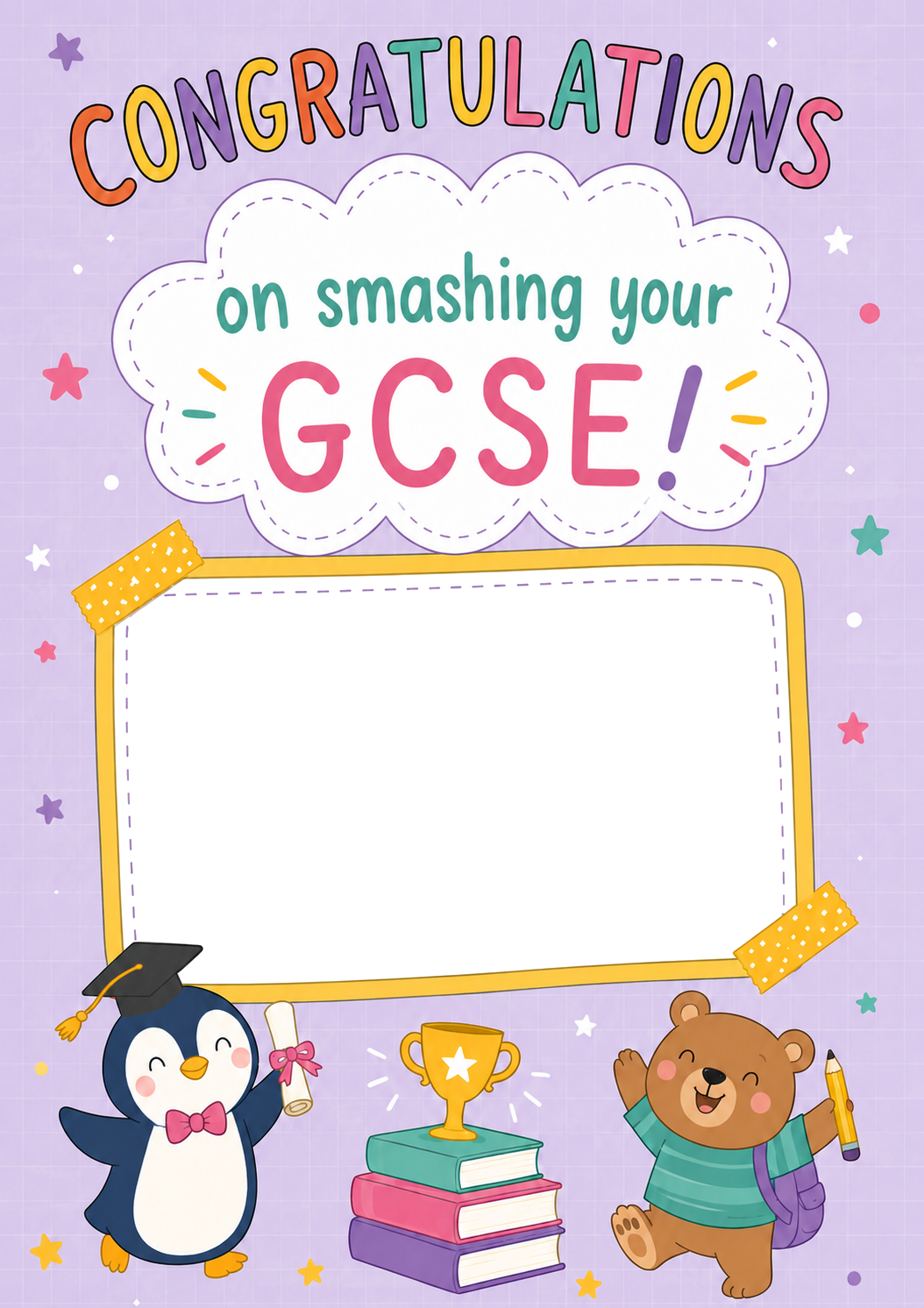 Smashing Your GCSE Cute Animals Photo Upload Congratulations Card for Her