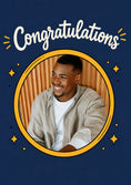 Load image into Gallery viewer, Navy Blue Gold Stars Congratulations Photo Upload Exams Card
