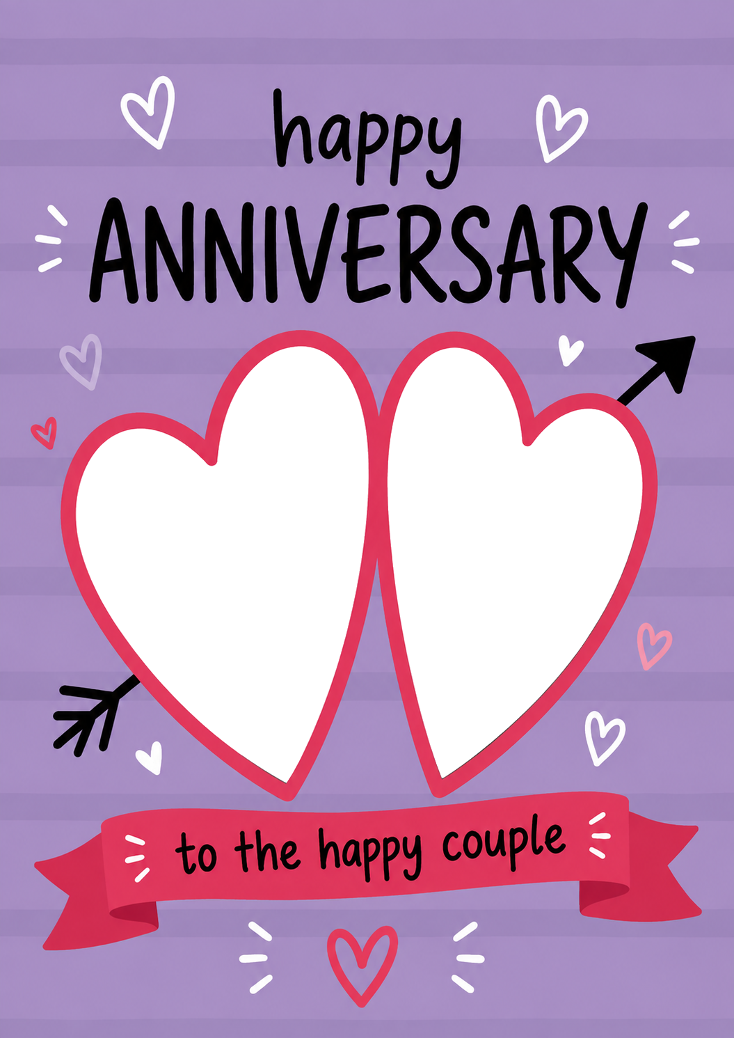 Happy Couple Heart Frames Photo Upload Anniversary Card