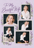 Load image into Gallery viewer, Lavender Floral Collage Photo Upload Anniversary Card for Wife
