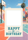 Load image into Gallery viewer, Basketball Court Happy 15th Photo Upload Birthday Card for Him
