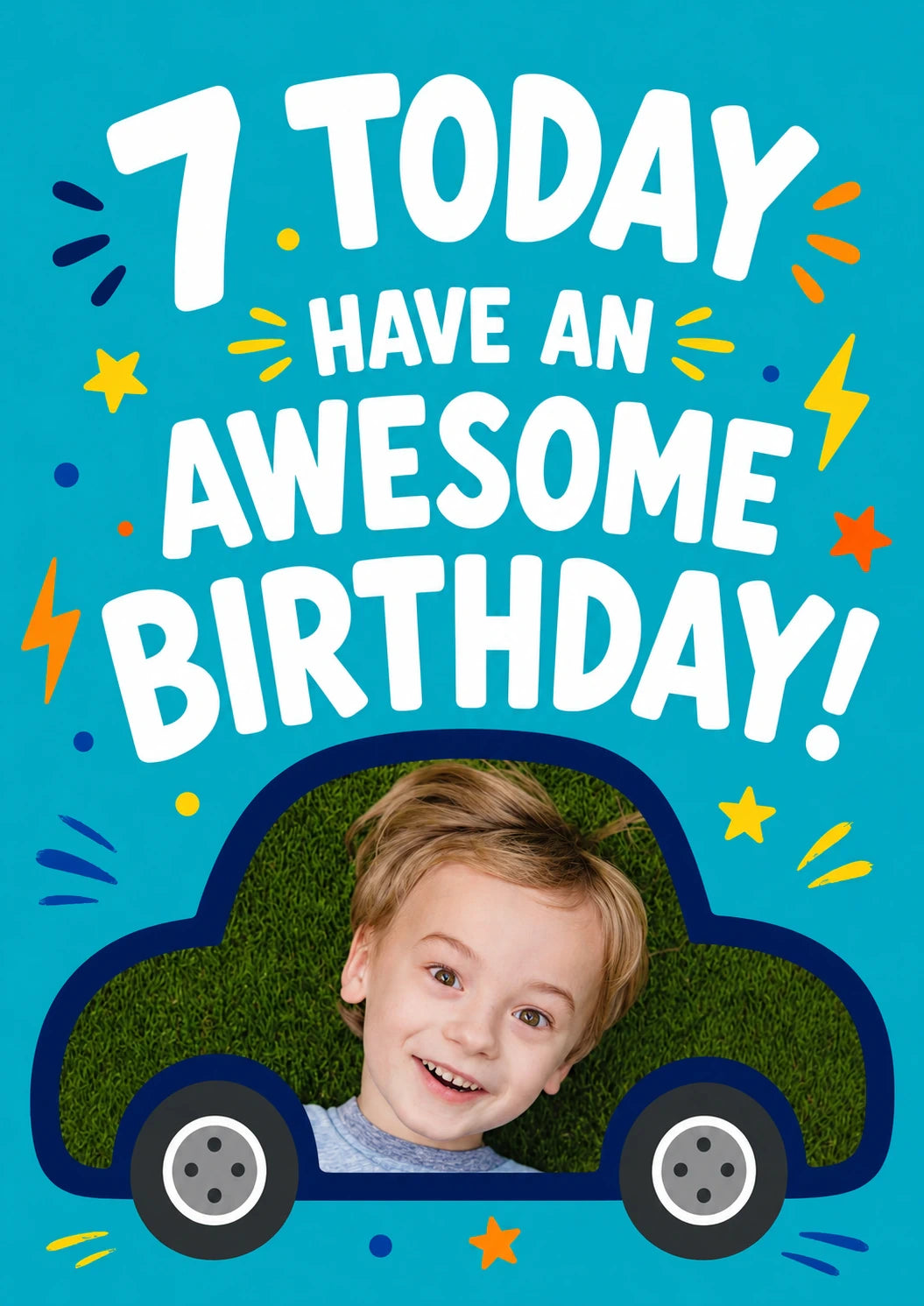 7 Today Awesome Bold Car Photo Upload Birthday Card for Him