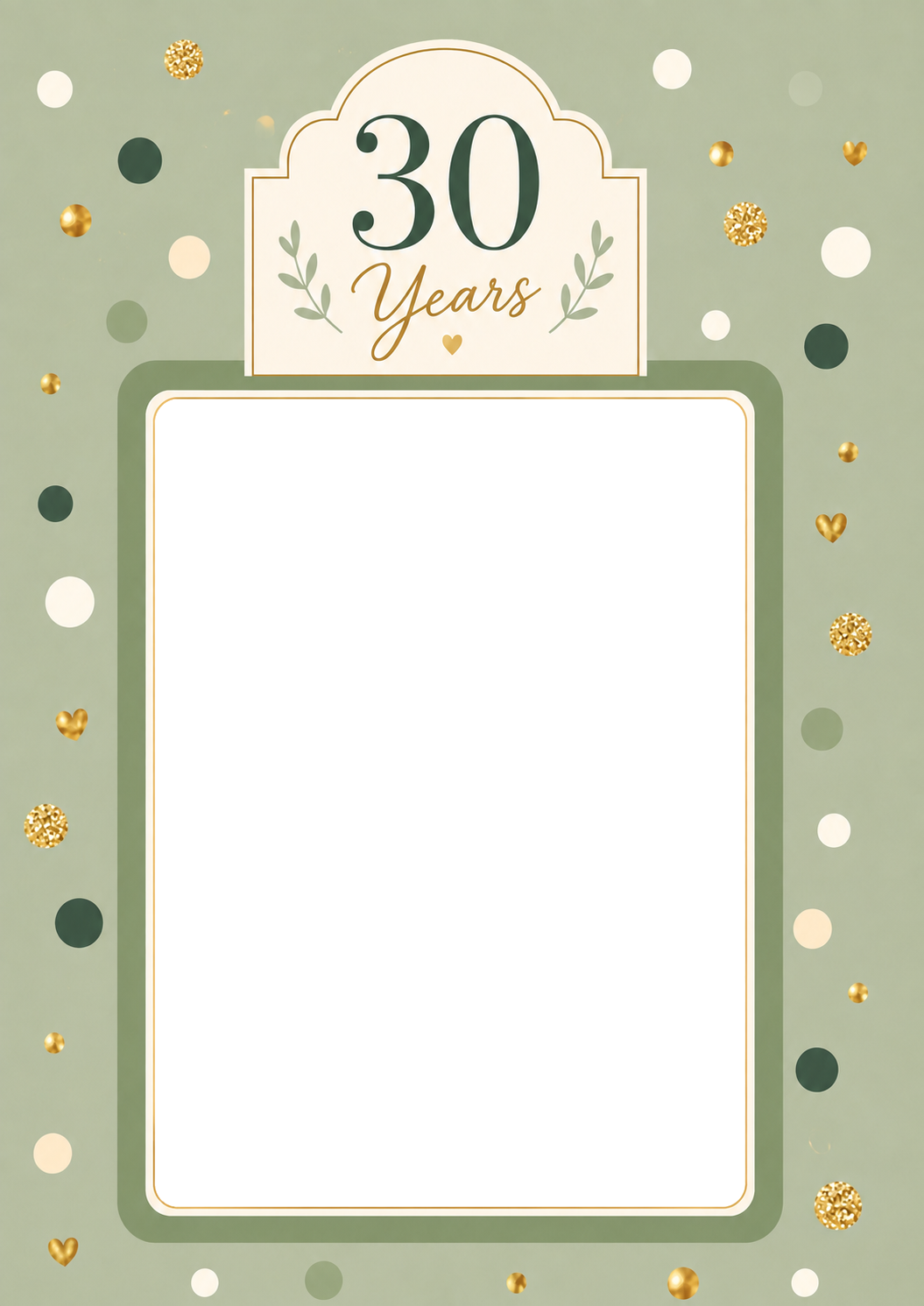 Green Confetti 30 Years Photo Upload Anniversary Card