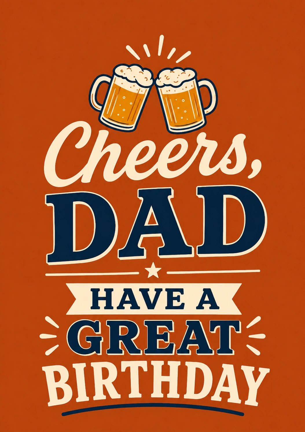 Cheers Dad Beer Mugs 80th Birthday Card for Him