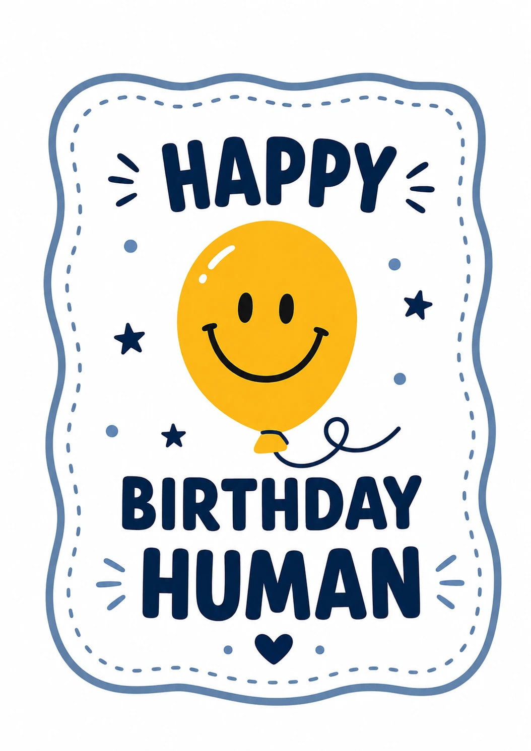 Smiley Face Balloon Happy Birthday Human Card