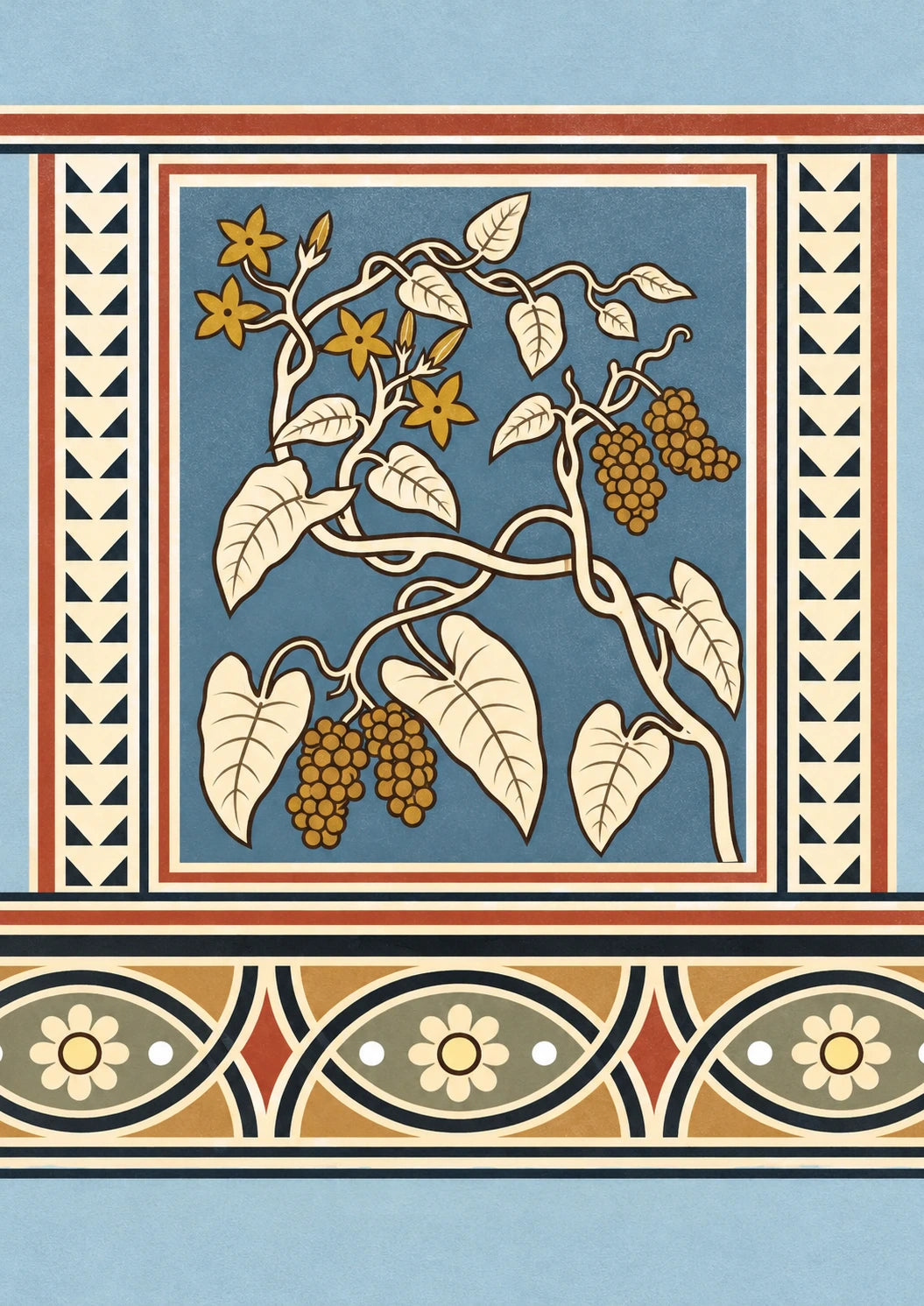 Botanical Vine and Grape Illustration Birthday Card for Her