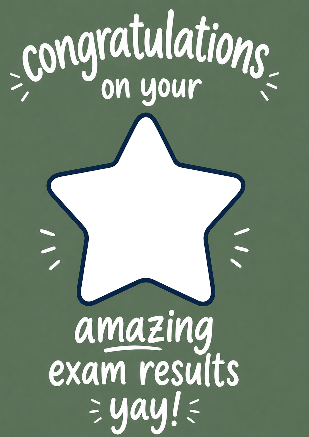 Green Star Congratulations Photo Upload Exam Results Card