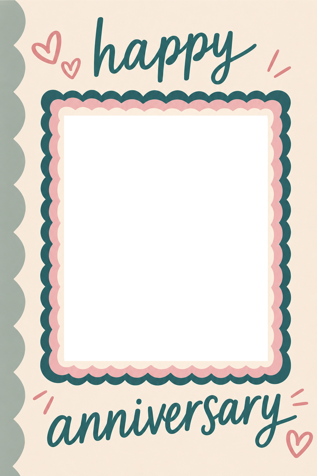 Happy Anniversary Scalloped Frame Photo Upload Anniversary Card