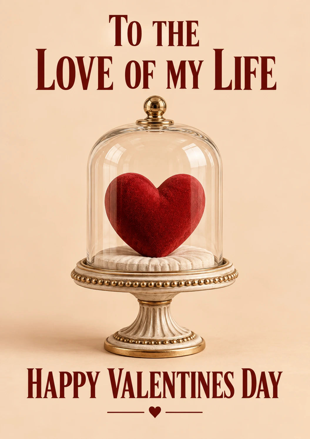 Velvet Heart Glass Dome Valentine's Day Card for Fiancee