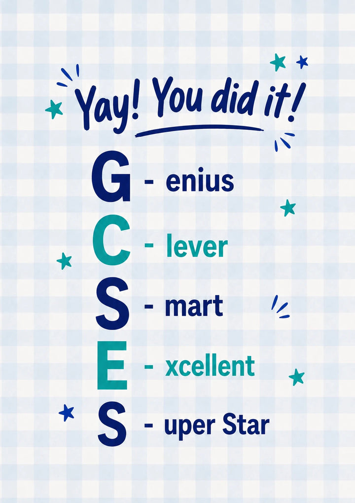 Funny GCSE Acrostic Genius Clever Smart Congratulations Card