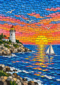 Load image into Gallery viewer, Mosaic Lighthouse Sunset Leaving Card
