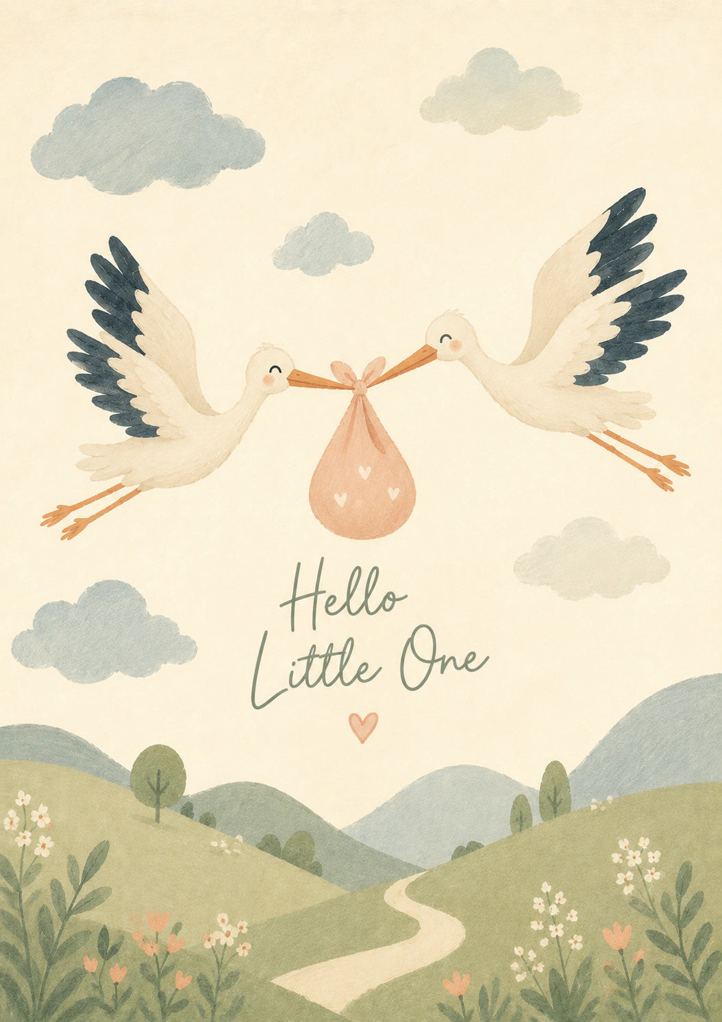 New Baby - Personalised Card — with punch holes