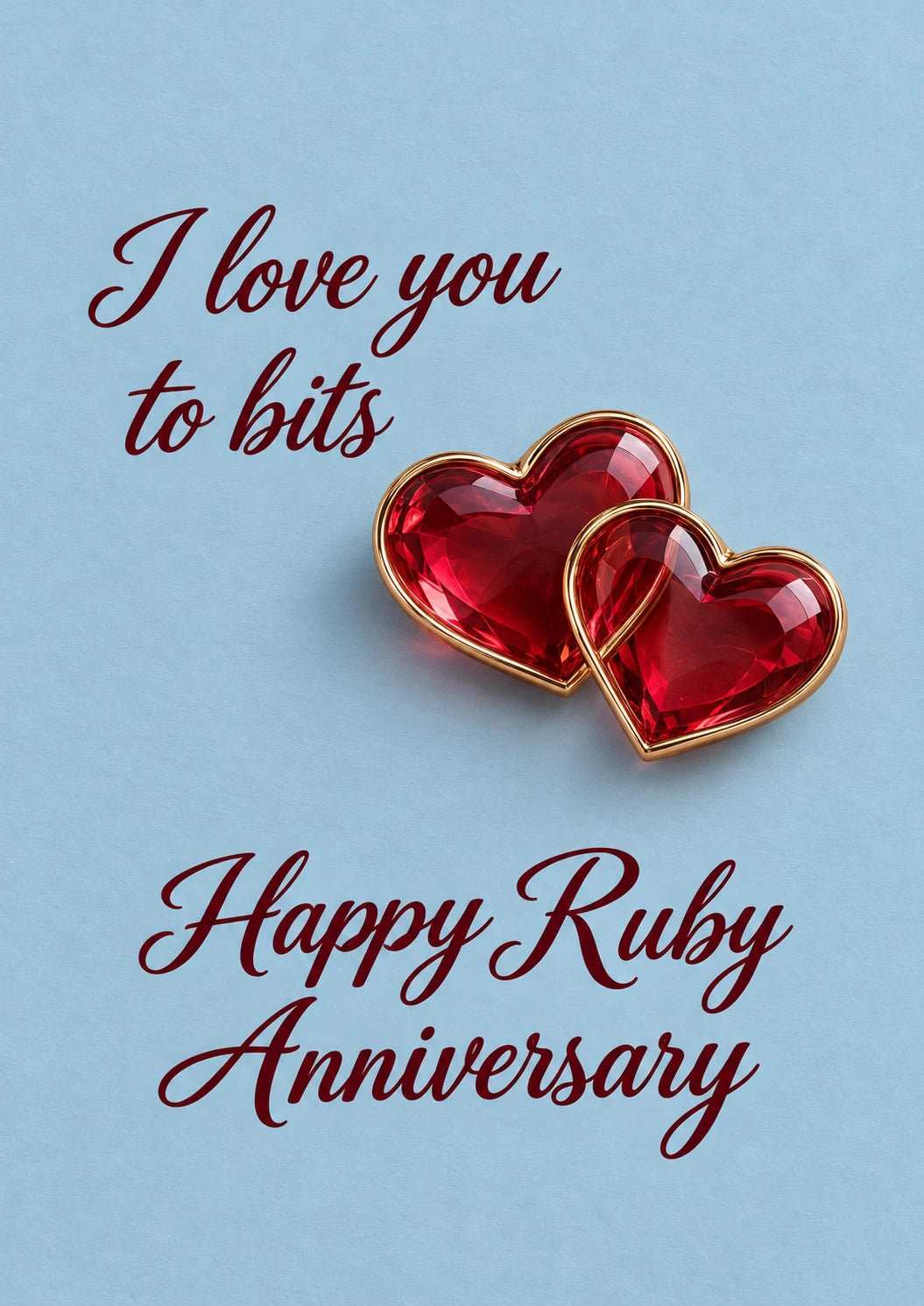 Ruby Heart Gems I Love You to Bits 40th Anniversary Card for Husband