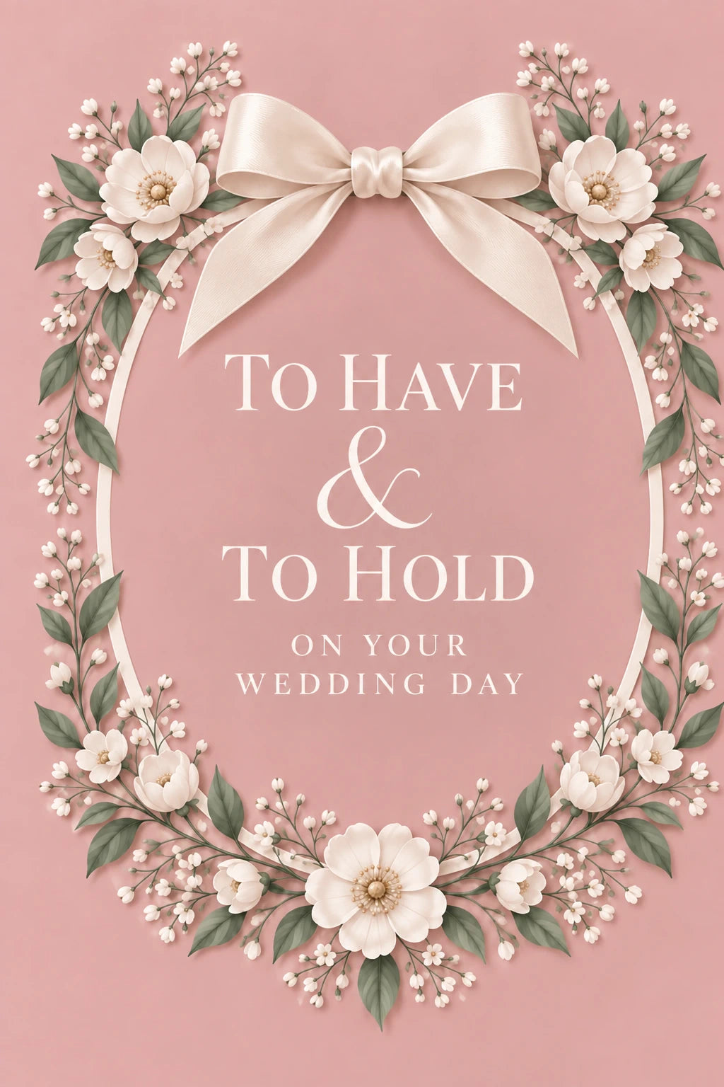 Cream Floral Bow To Have & To Hold Wedding Card