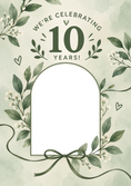 Load image into Gallery viewer, Sage Green Botanical Photo Upload 10th Anniversary Card for Her
