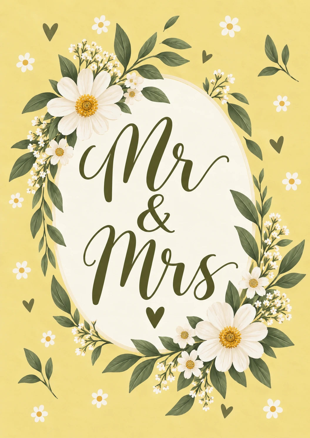 Mr & Mrs Daisy Floral Wedding Card