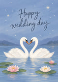 Load image into Gallery viewer, Swans Heart Lake Scene Step Mum Wedding Day Card
