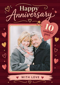 Load image into Gallery viewer, Red Hearts 10 Wonderful Years Photo Upload Anniversary Card
