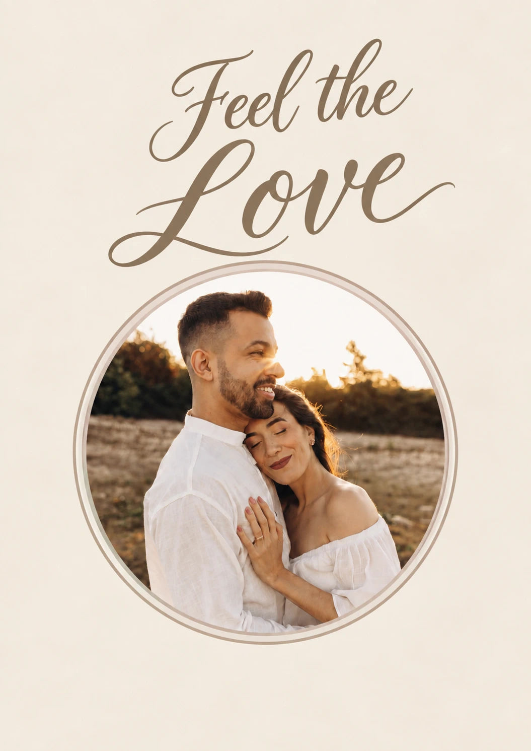 Feel the Love Script Photo Upload Wedding Card