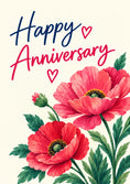 Load image into Gallery viewer, Red Poppy Floral Happy Anniversary Card for Her
