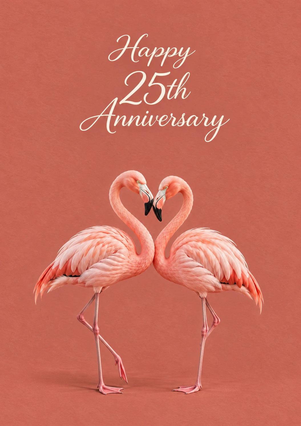 Pink Flamingo Heart 25th Anniversary Card for Wife