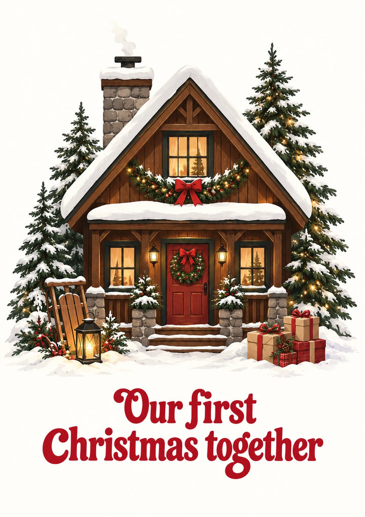 Our First Christmas Together Cabin Christmas Card for Him