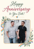 Load image into Gallery viewer, Rainbow Pride Floral Photo Upload Anniversary Card
