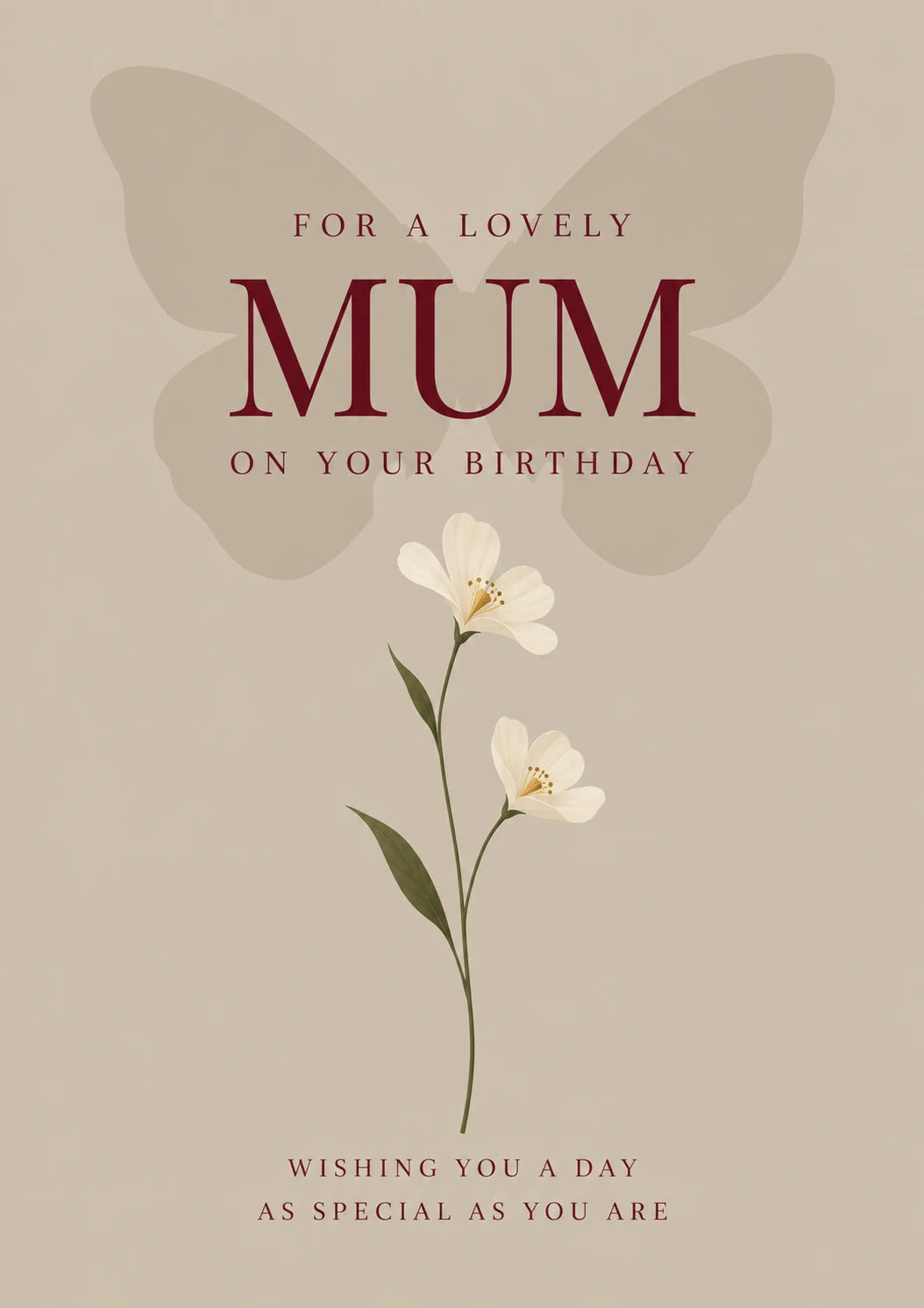 Butterfly Floral Lovely Mum Birthday Card for Her