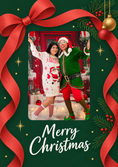 Load image into Gallery viewer, Red Ribbon Bow Photo Upload Christmas Card for Friend
