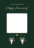 Load image into Gallery viewer, Two Tuxedos Rainbow Heart Photo Upload Anniversary Card
