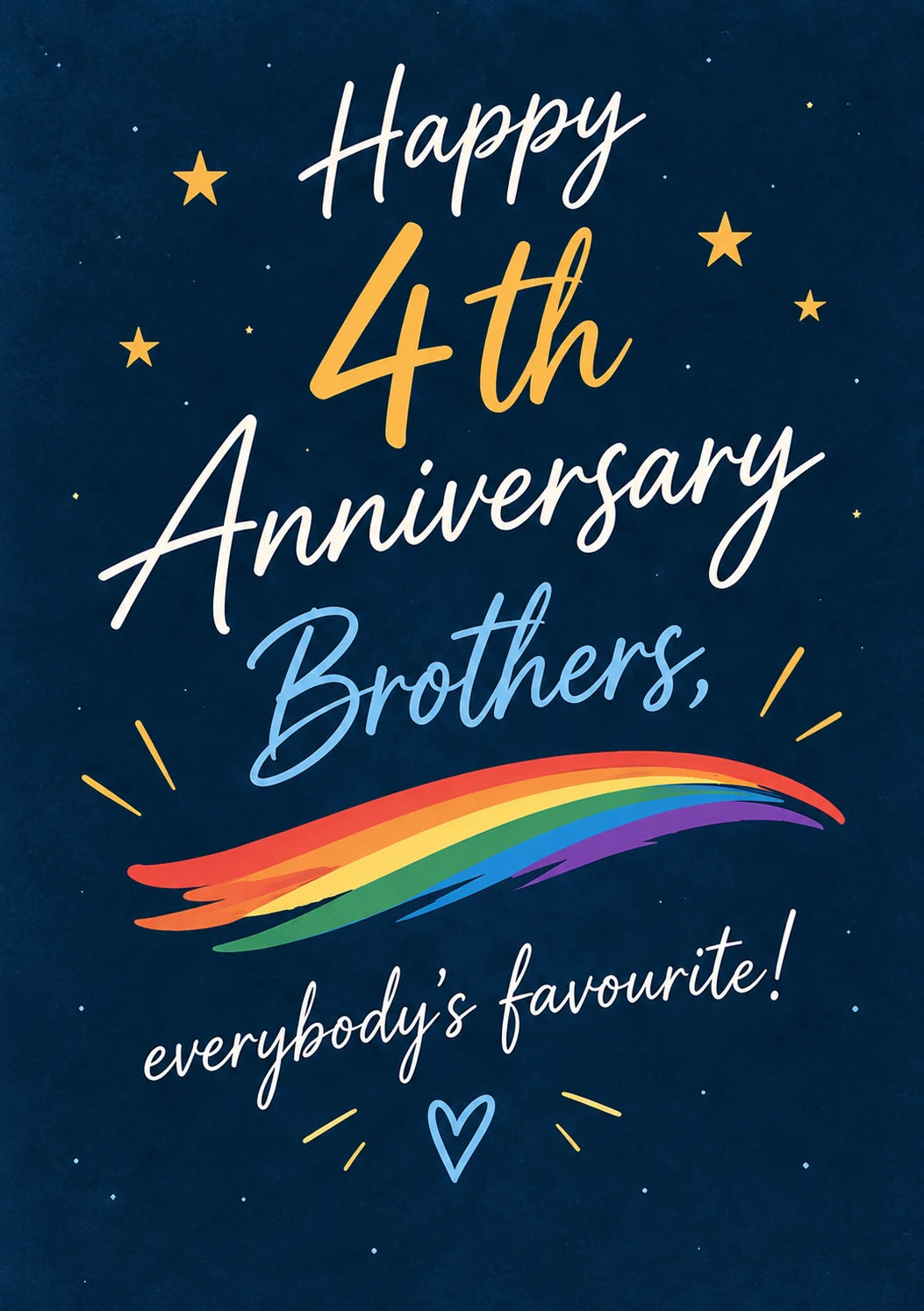 Rainbow Pride Brothers 4th Anniversary Card