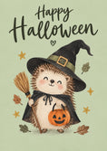 Load image into Gallery viewer, Cute Hedgehog Witch Halloween Card for Kids
