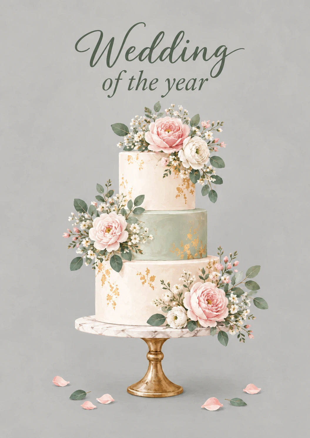 Floral Tiered Cake Wedding of the Year Wedding Card