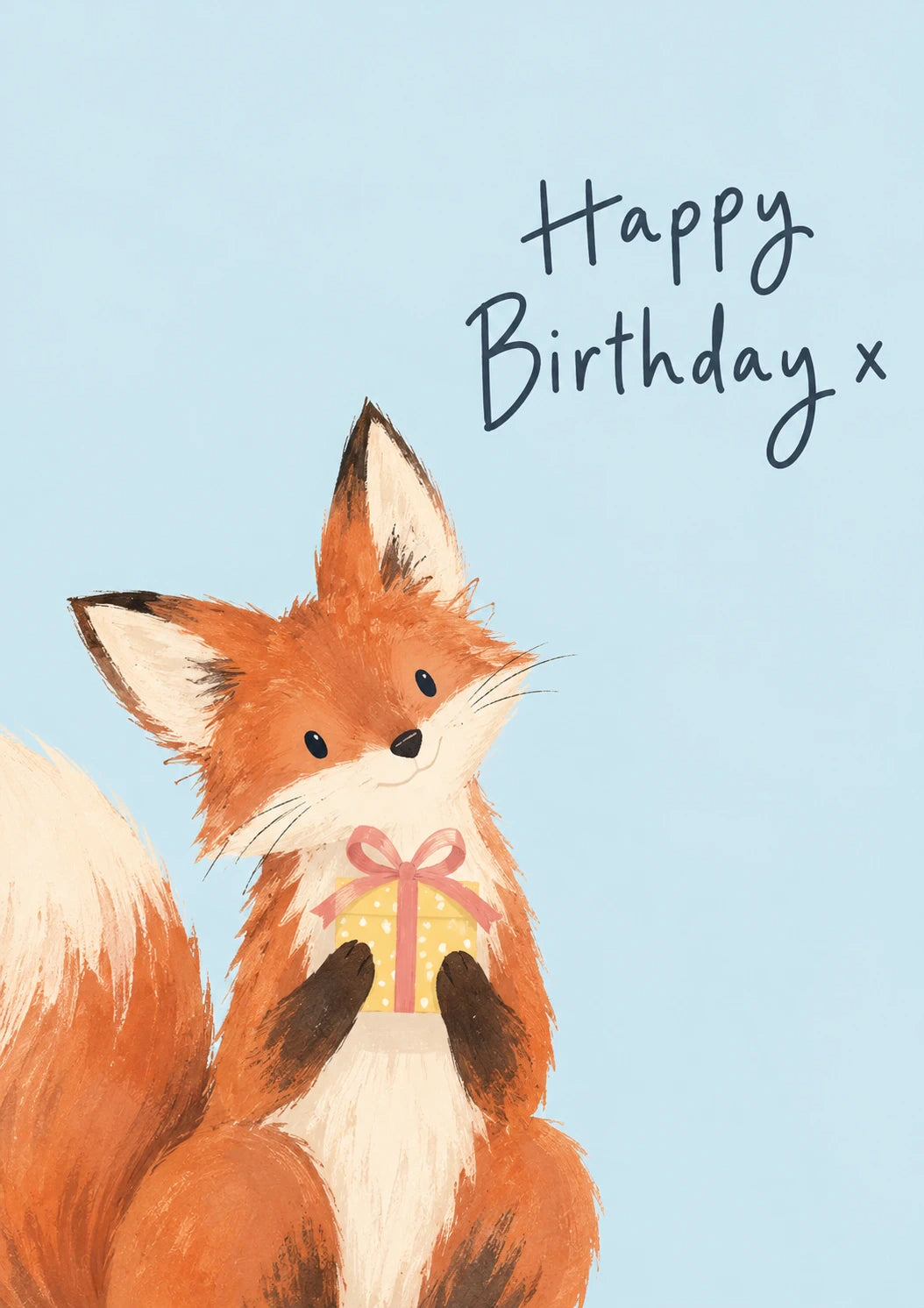 Cute Fox with Gift Mother in Law Birthday Card for Her